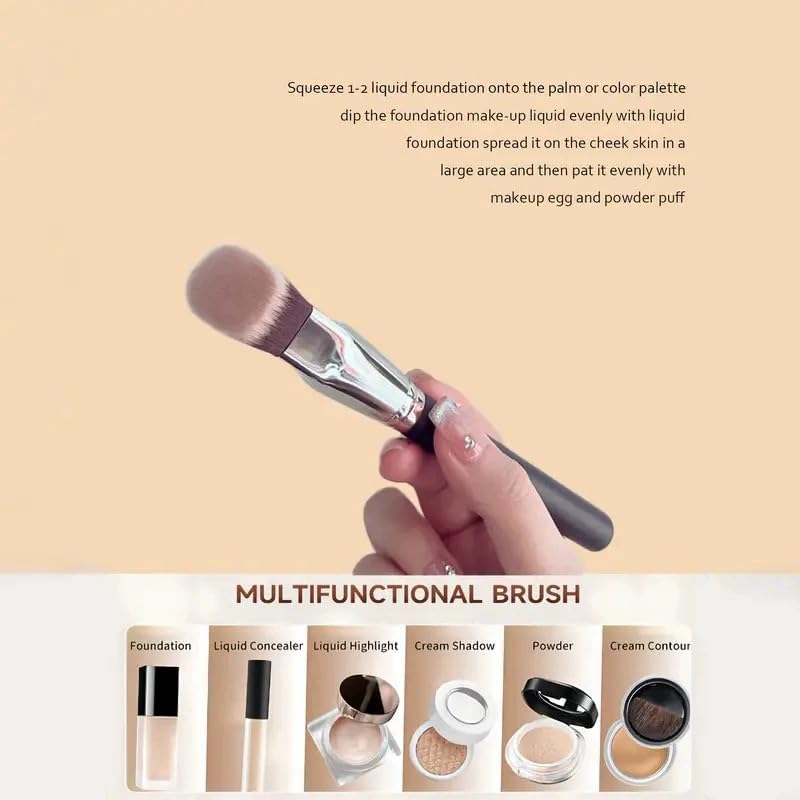 Professional Wide-Angle Foundation Brush, Flat Top Kabuki Foundation Brush- Premium Makeup Brush for Liquid, Cream, and Powder - Buffing, Blending, and Face, Ideal Makeup Tool, 1Pcz
