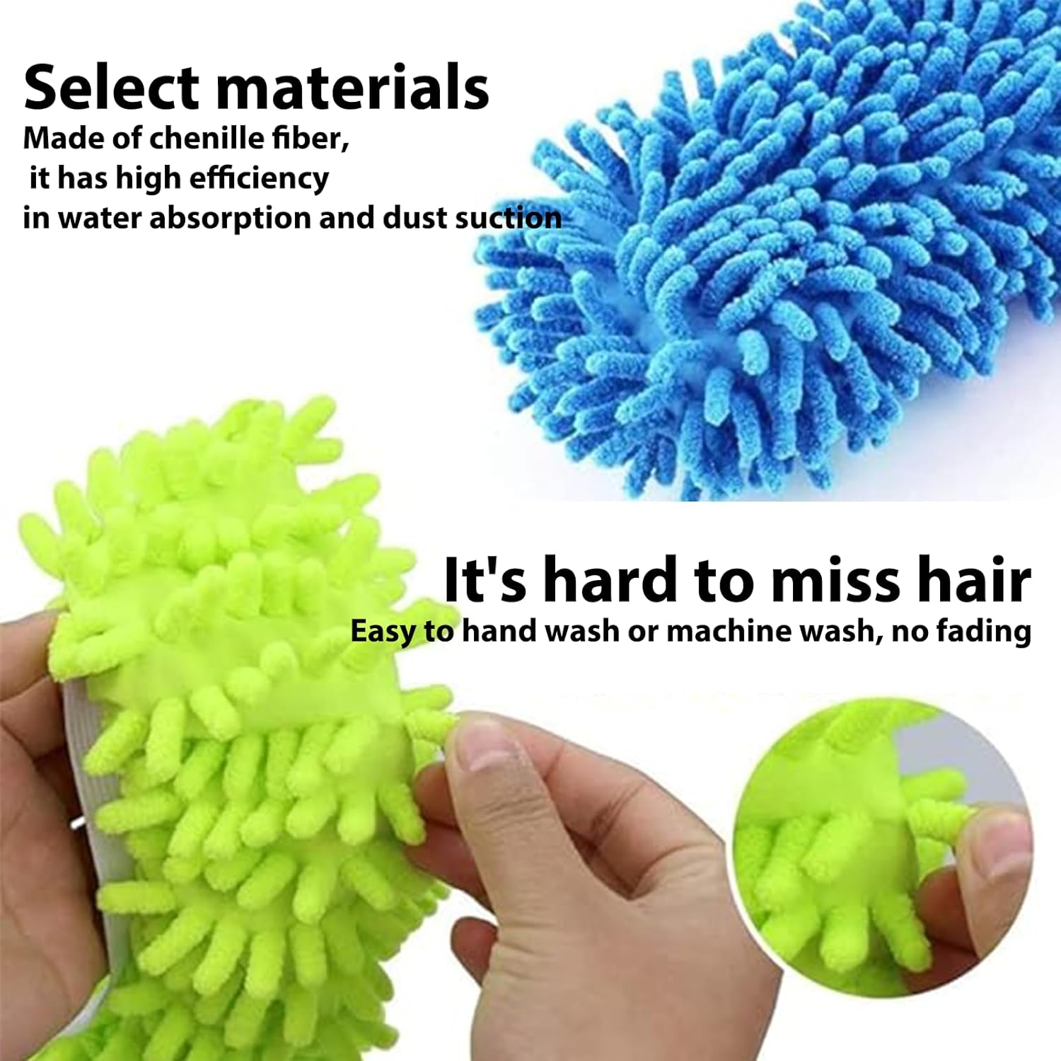 2 Pairs Washable Mop Slippers Dust Duster