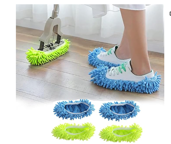 2 Pairs Washable Mop Slippers Dust Duster
