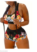 Plus Size Women's 2 Piece Printed Shorts Set Sleeveless Tank Top And High Waist Bodycon Shorts Summer Casual Sporty Outfit